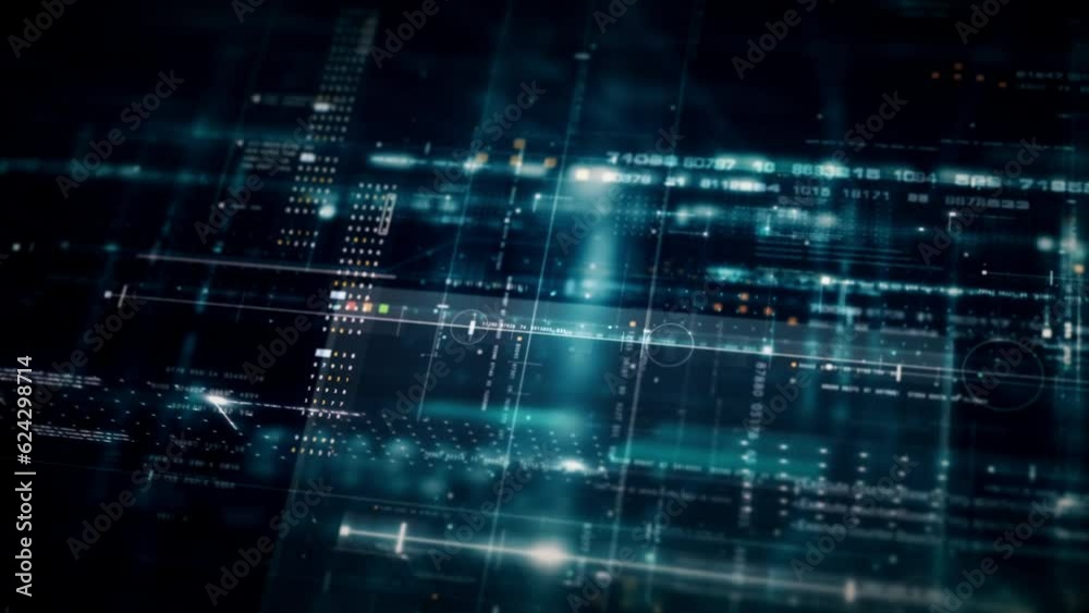 Advanced data matrix simulation UI with cutting-edge digital environment with a dynamic and immersive display of interconnected data matrix information networks systems background