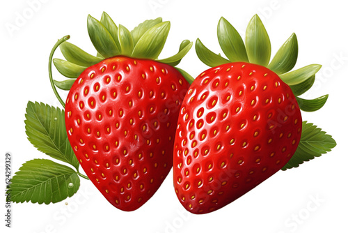 Isolated Strawberries on Transparent Background. Generative AI