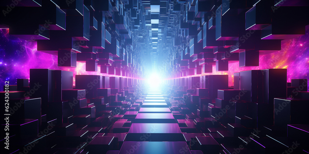 art of neon geometric shapes. Generative AI art of neon geometric shapes. Generative AI