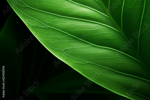 close up macro of the green leaf. Generative AI