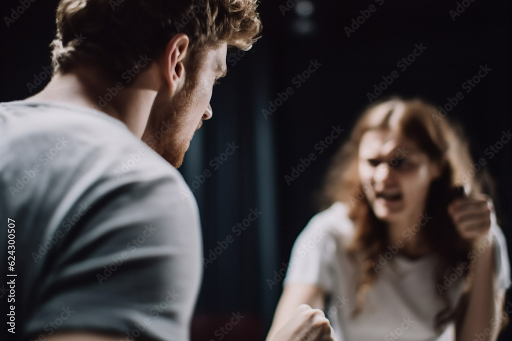 family quarrel and abuse. man and woman arguing and yelling at each other. Generative AI family quarrel and abuse. man and woman arguing and yelling at each other. Generative AI