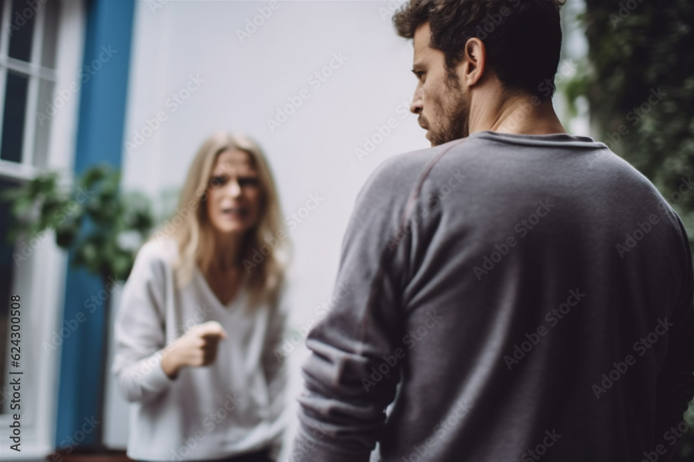 family quarrel and abuse. man and woman arguing and yelling at each other. Generative AI family quarrel and abuse. man and woman arguing and yelling at each other. Generative AI