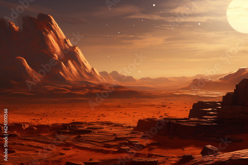 fantastic martian landscape. Generative AI