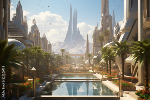 concept of a futuristic city of the future. Generative AI