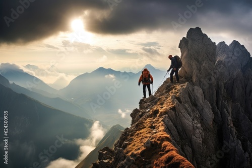 Mountain climbing in the European Alps.