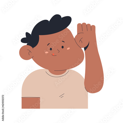 Nosy man vector cartoon character isolated on a white background.