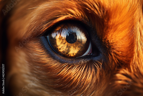 Close-up eyes of a pet dog. Generative AI