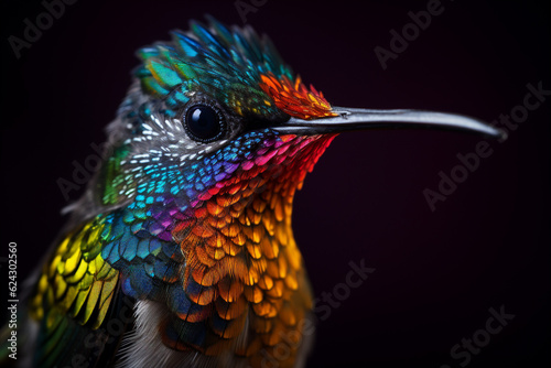 Little bird hummingbird kunim up close. Generative AI