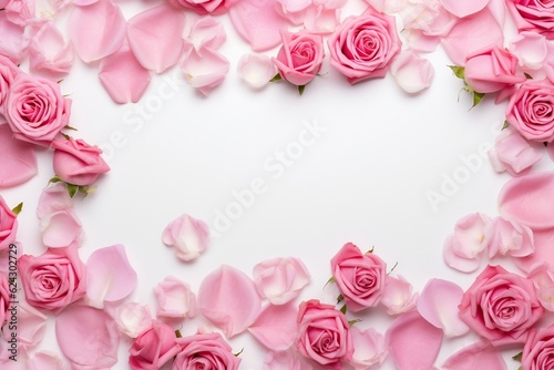 Blossoming Pink Rose. Decorative Web Banner. Generative AI