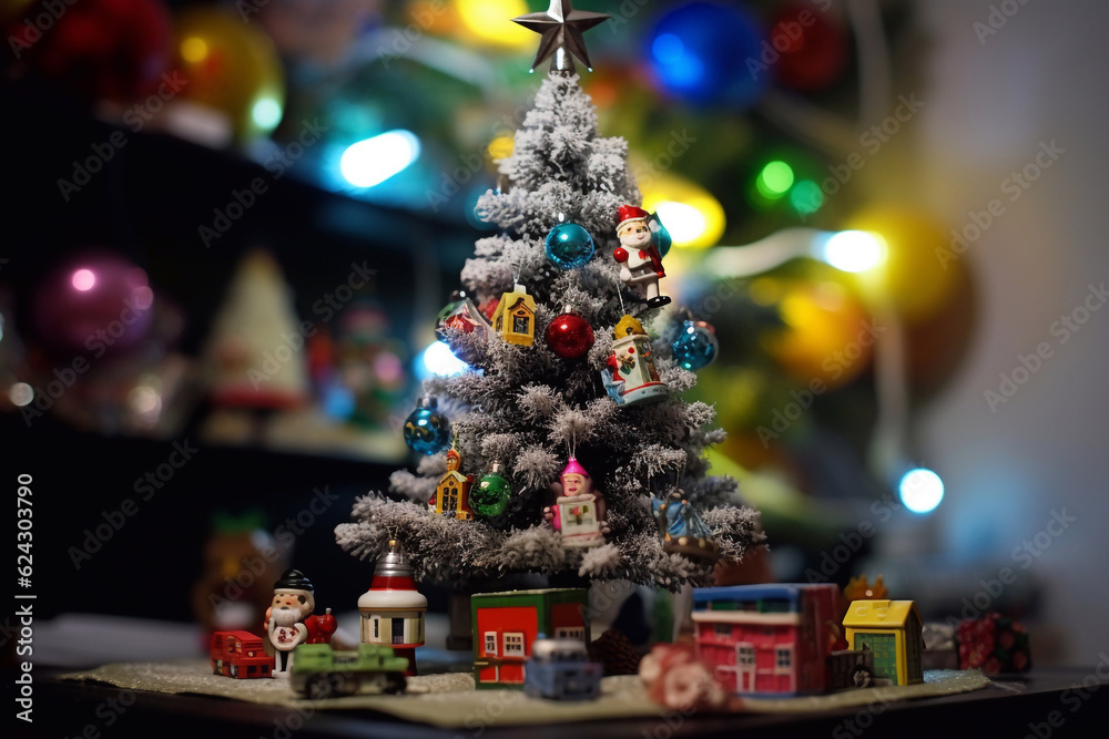 Christmas tree. Christmas celebration. Gifts under the Christmas tree. Generative AI.