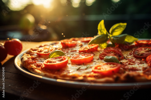 Tasty pizza closeup. Generative AI