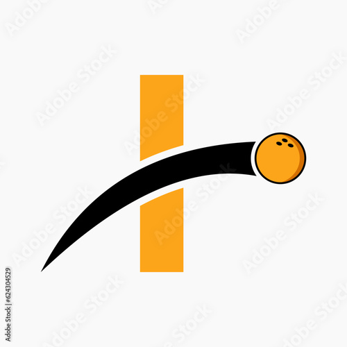 Letter I Bowling Logo. Bowling Ball Symbol With Moving Ball Icon