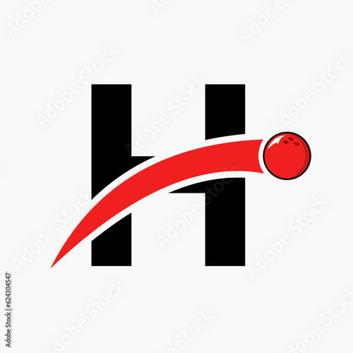 Letter H Bowling Logo. Bowling Ball Symbol With Moving Ball Icon