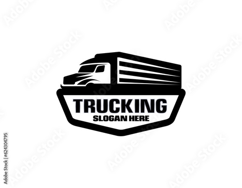 Trucking company logo. Bold badge emblem logo concept. Ready made logo template set vector isolated