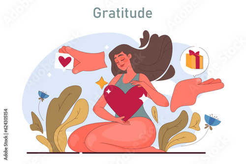 Positive psychology. Optimistic mindset, self acceptance and well-being.