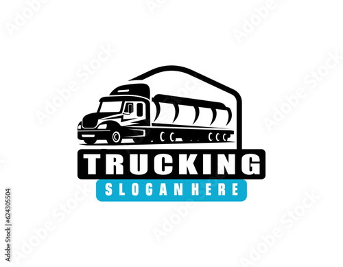Vehicle. Big Cargo Truck. Tank. Gasoline tanker. Tank truck, fuel and oil tanker truck, septic tank pumping truck logo vector