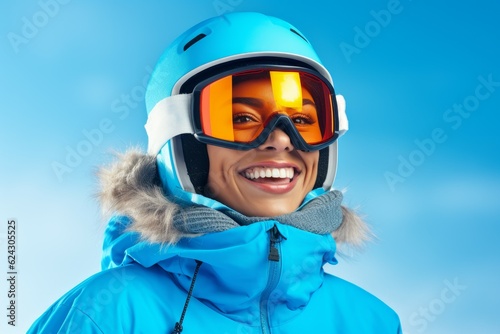 Snowboarder smiling. Generate Ai