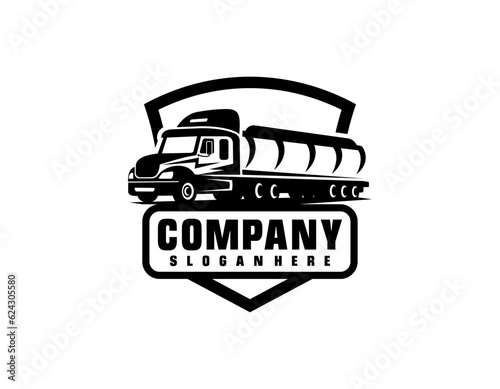 Vehicle. Big Cargo Truck. Tank. Gasoline tanker. Tank truck, fuel and oil tanker truck, septic tank pumping truck logo vector