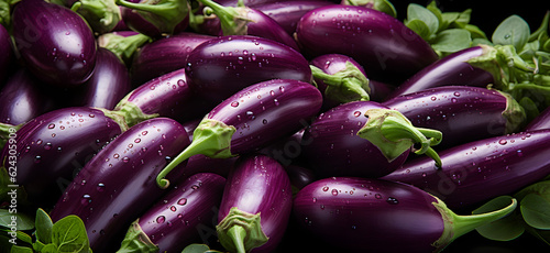 close up eggplants vegetable background Generative AI