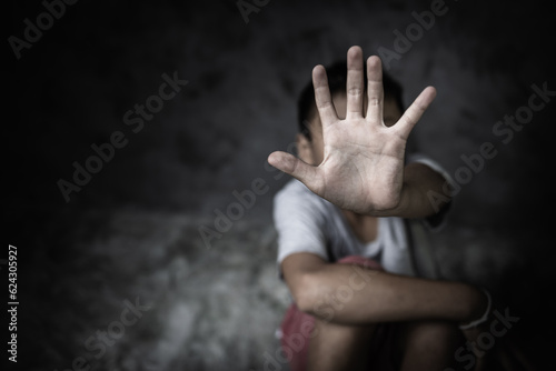 Εκτύπωση καμβά Stop abusing boy violence , human trafficking,  Human Rights Day concept