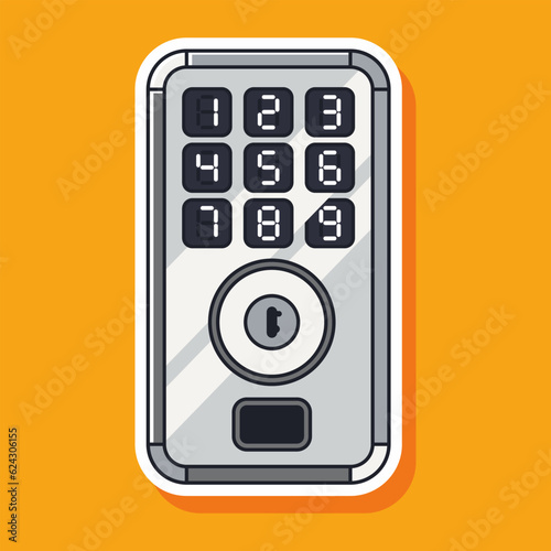 Electronic door lock vector cartoon illustration isolated on background.