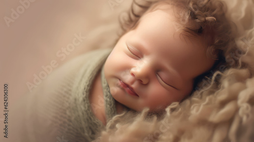Sleeping newborn smile baby