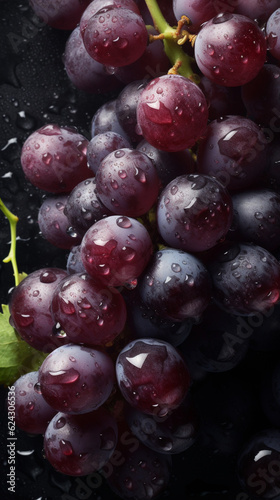 Fresh grapes with drops of water