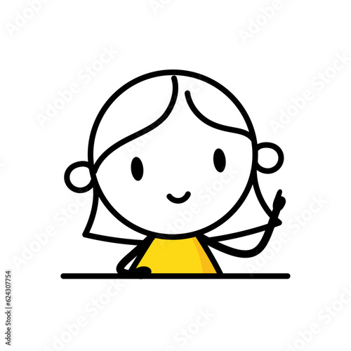 Woman with great idea on white background. Hand drawn doodle man. Idea and creativity concept. Vector stock illustration