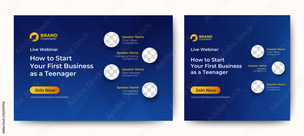 Online Business Conference live webinar banner invitation and social