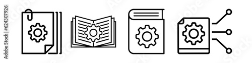 Document vector icon set. technical documentation illustration sign collection. manual symbol.