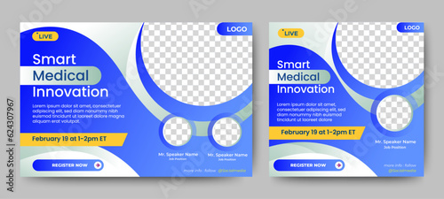Healthcare Service webinar banner template design. vector