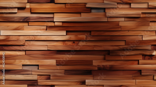 Futuristic Teak Planks Wall with Tonal Texture, AI generated