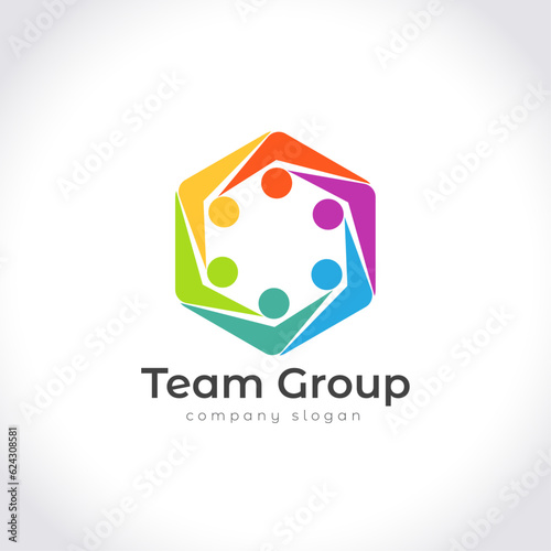 Team Group Logo Design Vector Template. Unity, Teamwork Colorful Logo Element.
Creative Team, United, Group, People, Circle, Friendship, Community, Bonding, Connectivity Icon Design Vector Template.