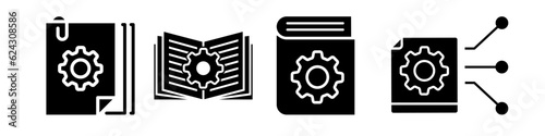 Document vector icon set. technical documentation illustration sign collection. manual symbol.