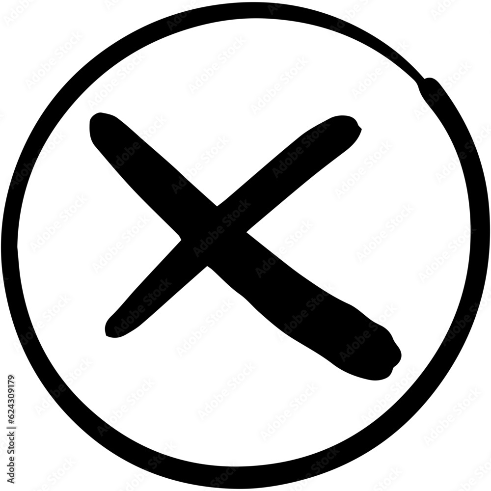 Obraz premium Wrong mark symbol hand drawn style.