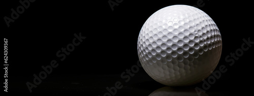 Close-up of golf ball isolated on black backdrop. Generative AI