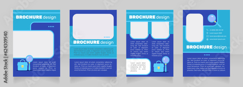 Job interview common questions blank brochure design. Template set with copy space for text. Premade corporate reports collection. Editable 4 paper pages. Nunito Light, Bold fonts used