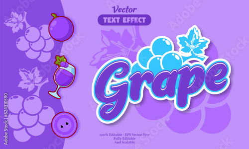 grape text effect with grape icon background