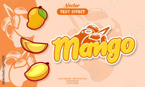 mango text effect with mango icon background