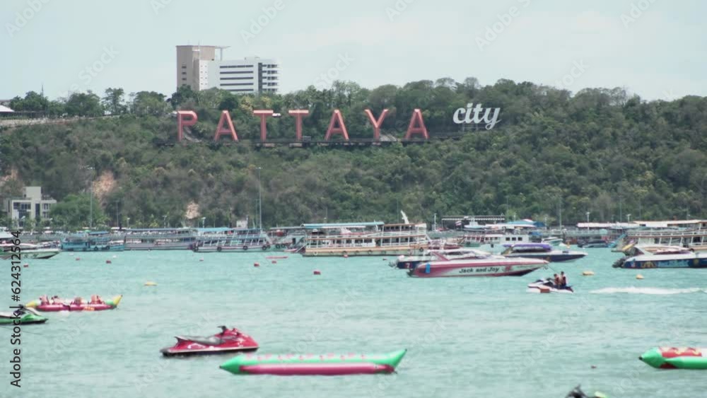 View at Jomtien Beach in Pattaya, Thailand. 