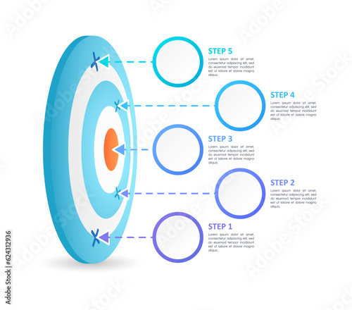 Personal growth infographic chart design template. Abstract infochart with copy space. Instructional graphics with 5 step sequence. Visual data presentation. Calibri Bold, Questrial Regular fonts used