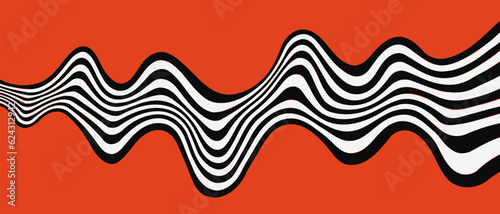 Optical Illusion Stripe Wave Pattern. Abstract Geometric Op Art Background. Flow Wavy Vibrant Artwork.