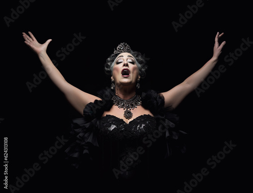 AI generated image of female singing in opera photo