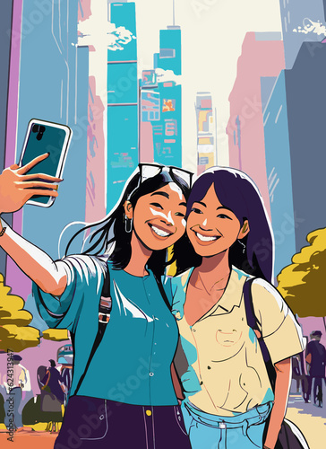 two asian girls take a selfie