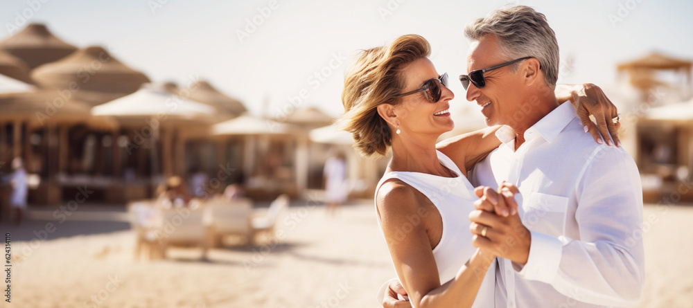 © Kalim - AI generated image of mature couple dancing on vacation © Kalim - AI generated image of mature couple dancing on vacation