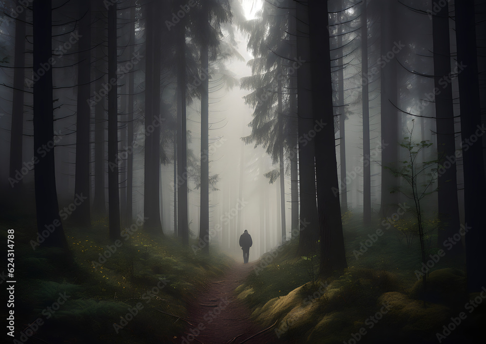 Obraz premium forest in the fog