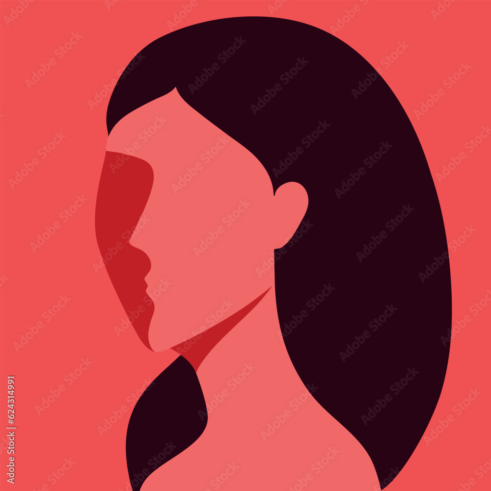 Abstract woman silhouette. Faceless woman portrait. Vector illustration Abstract woman silhouette. Faceless woman portrait. Vector illustration