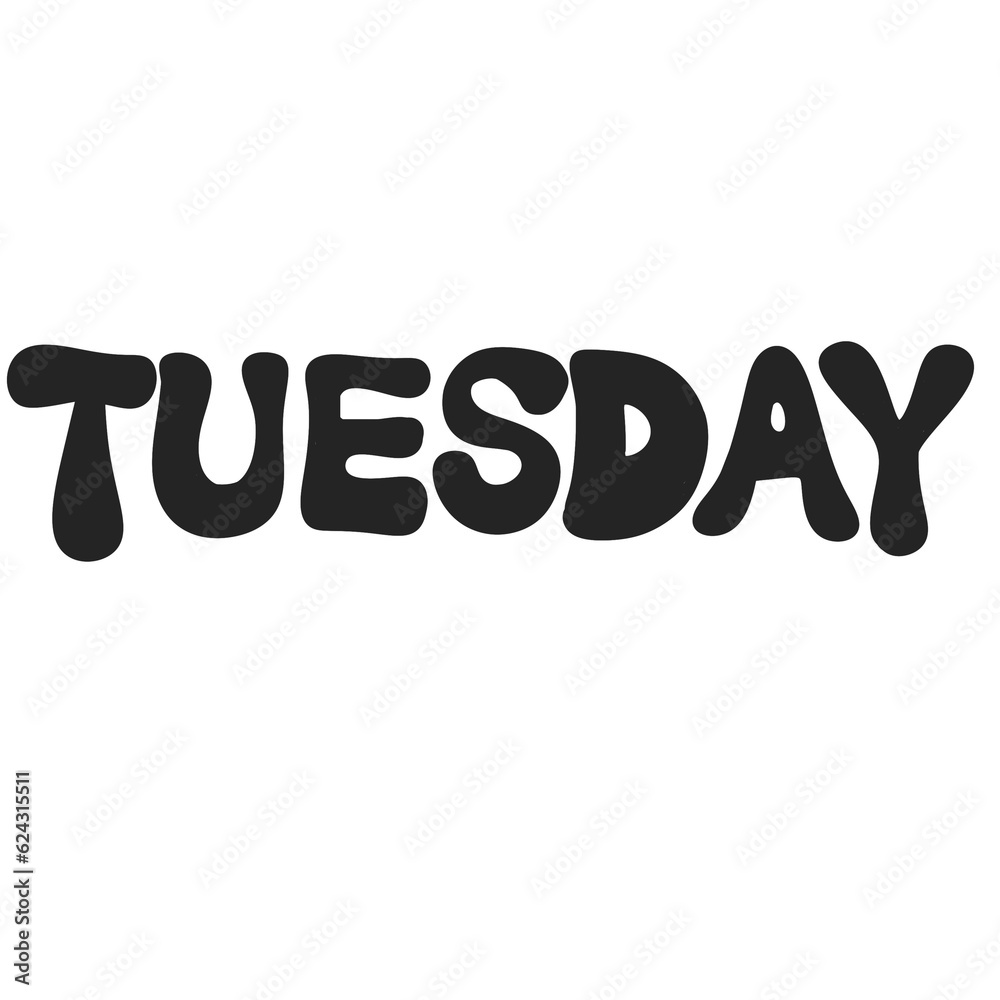 TUESDAY text banner cute decoration typography groovy