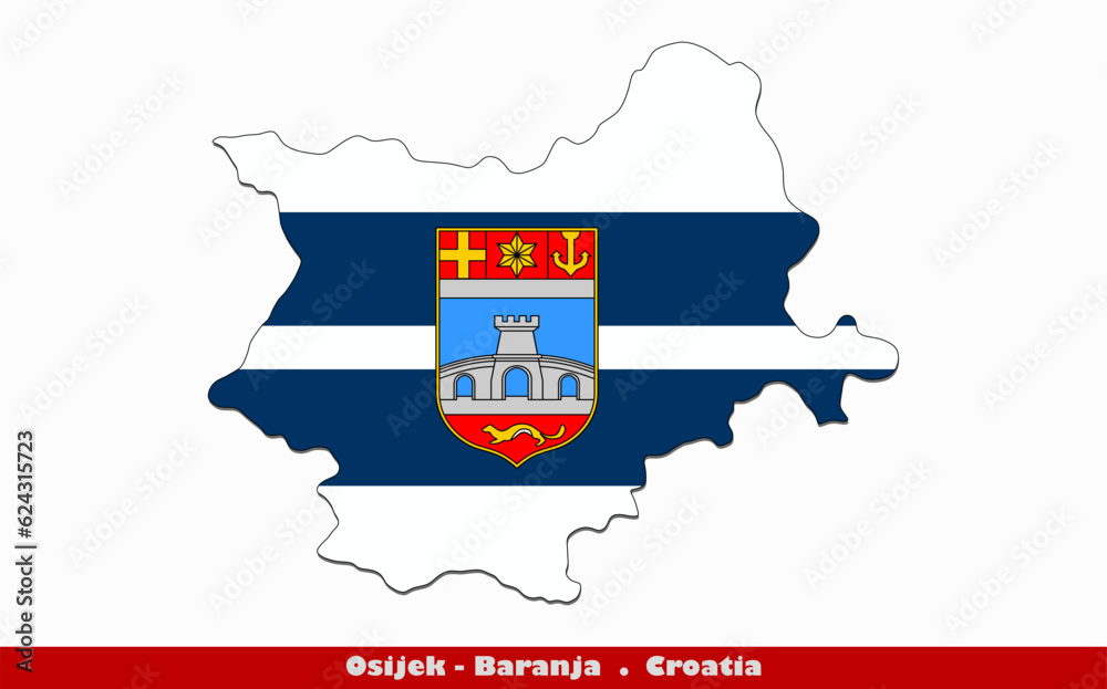 Osijek Baranja Flag - Counties of Croatia (EPS)