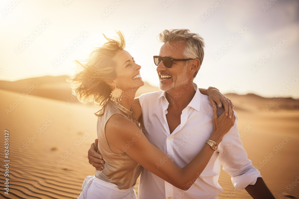 © Kalim - AI generated image of mature couple dancing on vacation © Kalim - AI generated image of mature couple dancing on vacation